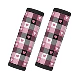2 Pcs Luggage Handle Wraps for Suitcase - Fashion Pink Heart Plaid Print Luggage Handle Covers, Suitcase Tags Identifiers for Suitcases, Travel Essentials for Flying Accessories