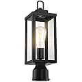 Outdoor Post Lights, Lamp Post Light Fixture with E26 Socket, Waterproof & Anti-Rust Modern Pillar Outside Lighting, Matte Black Lamp for Walkway, Driveway, Carriage, Patio, Porch, Front House