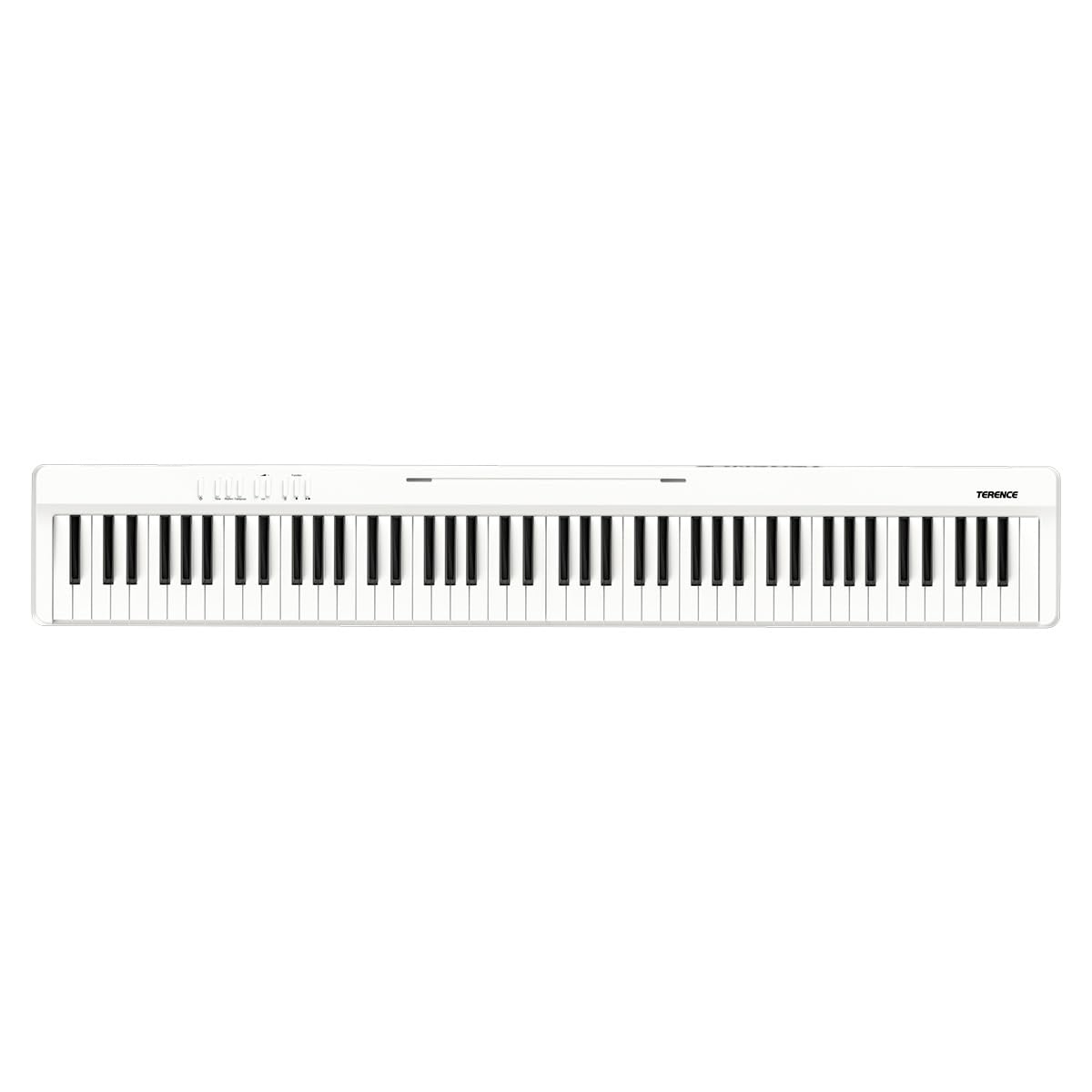 TERENCE E Piano 88 Tasten Weiß, Keyboard Piano mit Halbgewichtet, Faltbares Klavier mit Aufnahme und Bluetooth-Unterstützung, mit Pedal und 4-Einheiten-Lautsprecher, Bevorzugte Wahl für Anfänger