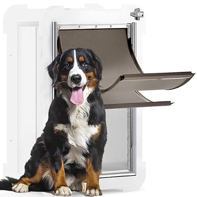 MIAOTONG Large Dog Door,Upgraded Sealing Dog Door for Wall, Double Flap Doggy Door,Steel Frame and Telescoping Tunnel Dog Doors and Cat Doors(Pets Up to 100 Lb) -Large
