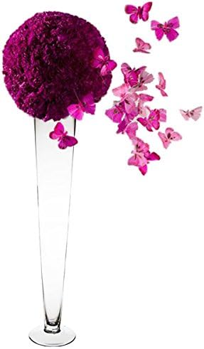 CYS Excel Pack of 6, 24 Inch Tall 4.5 inch Open Glass Trumpet Vase, Tapered Design Center Piece, Floral Display For Events & Weddings (Clear).