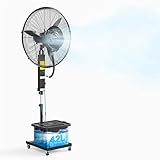 ROVSUN Max 6500CFM Misting Fan, 26Inch High Velocity Industrial Mister with 42L/11Gal Water Tank, 3 Speed Settings & Ajustable Mist Value, 60° Oscillation, For Outdoor Cooling, Patio, Barn, Greenhouse