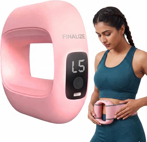 Finalize Fascial Massage Ring Percussion Muscle Ring Massager with Belt for Muscle Relaxation Legs Mini Gun Massager for Full Body Massage | Relief & Relaxation for Men and Women | autometic shut off after 15 min (Pink)