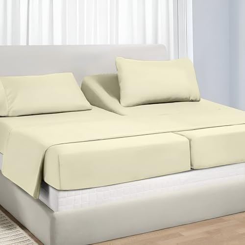 NON Sticky cotton Adjustable Split King Sheet Set for Sleep...