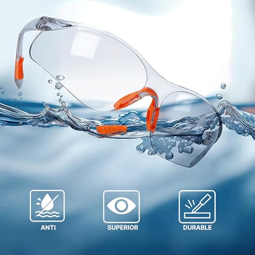Kurtzy Clear Safety Glasses for Work - Eye Protection Glasses/Safety Goggles for Adults - Anti-Fog Protective Glasses for Work, Squash & Airsoft