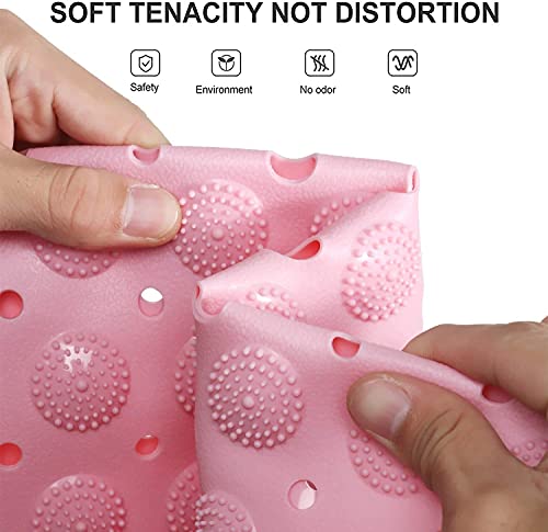 Image of VHKD PVC Bathroom mats Anti Slip Bathroom mat Non Slip Bath Anti Skid Doormat Rectangle (Pink[70x35cm]+Blue[70x35cm])