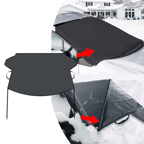 deemars Ice & Snow Windshield Cover - Frost Removal Wiper Protector, 600D Oxford Fabric, Fits Most Cars & Trucks -  qp0069