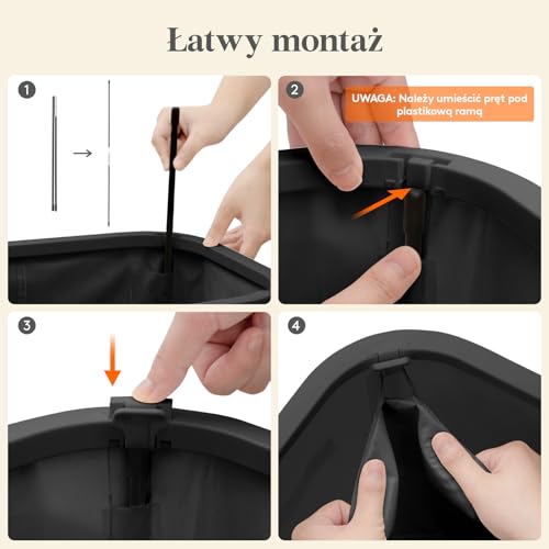 Lifewit Kosz na Pranie z Pokrywą, Duży Składany Kosz na Pranie 3 Komory z Wyjmowanymi Workami, Laundry Basket do Sypialni, Łazienki, Akademika i Pralni, 145L, Czarny