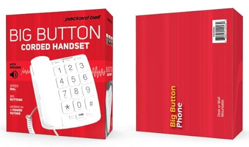 Packard Bell Big Button Corded Phone For Hearing And Visually Impaired Telephone For Seniors, Includes Speed Dial, Big Buttons, Works In Power Outages, Extra Loud Ringer And Speaker, White #TOP2