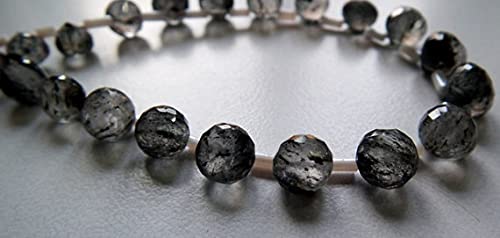 Quartz rutilé vert perles facettées pour fabriquer un collier bohème chic