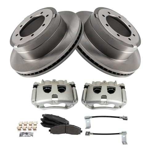 Image of TRQ Brake Pad & Rotor Kit Semi-Metallic Compatible with 2017-2019 Ford F-350 Super Duty