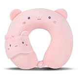 MissSoul Kids Neck Pillow for Travel with Sleep Eye Mask, Cute Travel Neck Pillow, Memory Foam Flight Sleeping...