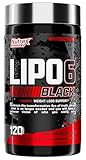 Nutrex Lipo-6 Black Max Strength Fat Burner - Fast Acting Energy, Weight Loss Diet Pills – Appetite Suppressant, Metabolism Booster - 120 Capsules