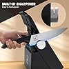 imarku Knife Set with Block, Sharp Knife Set with Built-in Sharpener, Stainless Steel Kitchen Knife Set with Non-Slip Ergonomic Handle, Dishwasher Safe, 14 PCS Professional Knife Set for Gift, Black