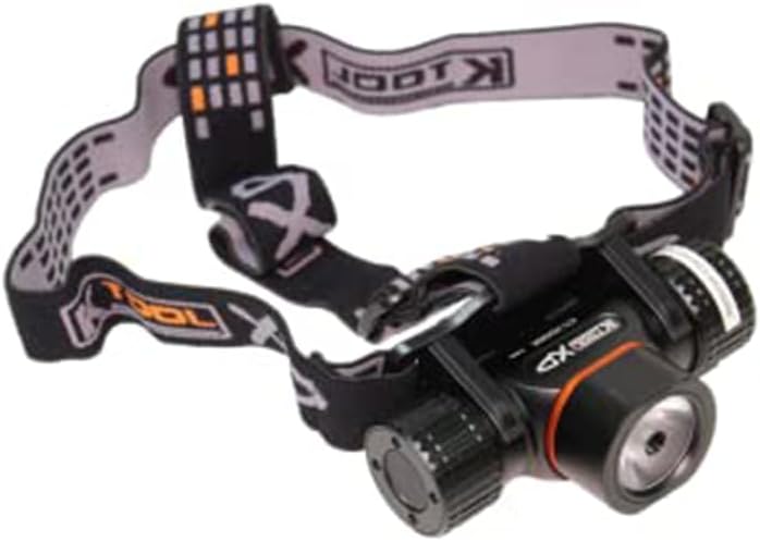 K Tool International XD5555 LED Headlamp Work Light for Garages, Repair Shops, and DIY, Rechargeable, 2000 Lumens, 3.7V, Magnetic Base, 180 Degree Rotation, IP65 Water Resistance, (2) Modes, Black