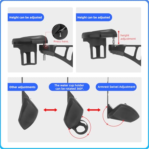 Adjustable Motorcycle Armrests with Cup Holder,Rear Passenger Armrests Adjustable Water Cup Holder for Harley Road Glide Touring Electra Glide Road King Street Glide Tri Glide (Chrome,2014-2023) by GZDLMoto - Image 5