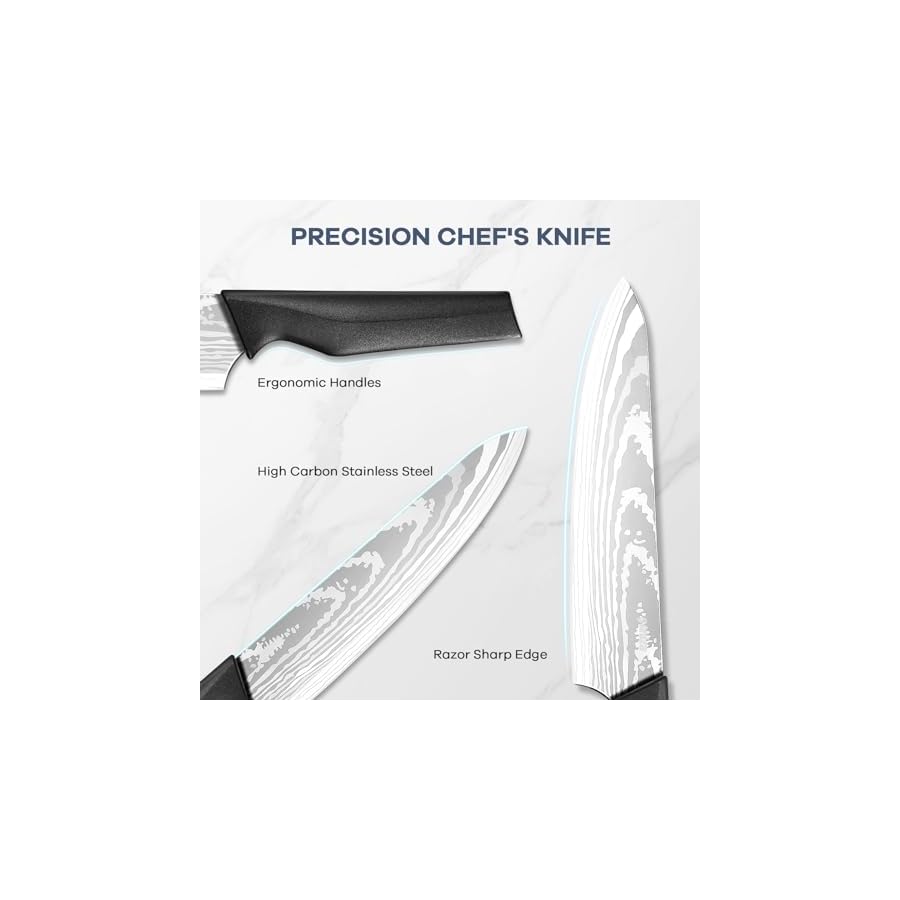 Knife-Set-Ganiza-15pcs-Knife-Set-for-the-Kitchen-with-Block-Built-in-Sharpener-High-Carbon-Stainless-Steel-Kitchen-knife-set-with-Laser-Pattern-Sharp-Rust-Resistant Knife Set, Ganiza 15pcs Knife Set for the Kitchen with Block, Built-in Sharpener, High Carbon Stainless Steel Kitchen knife set with Laser Pattern, Sharp & Rust Resistant