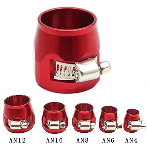 POSENG 4Pcs AN6 Flexible Rubber Hose Pipe Clamp with Screw Band for Fuel/Oil/Gas/Air and Water - Red by POSENG - Image 3