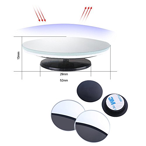 Toter-Winkel-Spiegel von Beeway®, runder, rahmenloser, 360 ° drehbarer, verstellbarer HD-Glas-Spiegel, konvex, für Autos, LKWs, SUVs, Verkehrssicherheit – 2 Stück