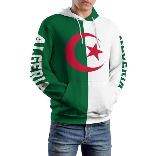 Sweat avec badge drapeau de l'Algérie imprimé tendance - 2