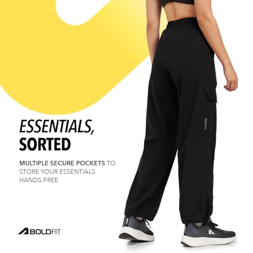 Image of Boldfit Cargo Pants for Woman High Waist Joggers with Adjustable Hem Toggle