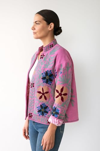 Kantha Short Kimono Cotton Jacket – Stylish Bohemian Cotton Jacket Gift for Her, Lightweight & Comfortable, Perfect for Spring & Summer Wear3