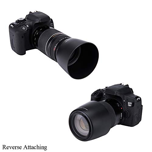 Jjc Camera Lens Hood Shade Fits For Canon Ef 75-300Mm F/4-5.6 Iii Usm & Canon Ef-S 55-250Mm F/4-5.6 Is Ii Lens Replaces Canon Et-60 Hood Reverse Attaching -Black #TOP2