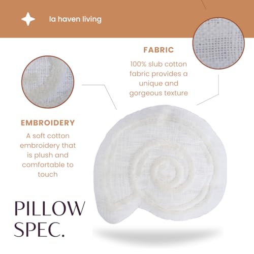 La Haven Living Ivory White Seashell Pillow | 14 Inch Decorative Coastal Throw Pillows thumb #3