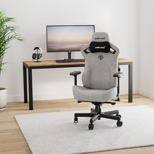 Image of Anda Seat Kaiser 3 XL Gaming Chairs for Adults - Ergonomic Gray Fabric Gaming Chair with Lumbar Support, Comfortable Office Seat with Neck Support - Heavy Duty Wide Gamer Seat