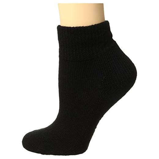Thorlos Women's HPMW Diabetic Thick Padded Low Cut Sock, Black, Medium
