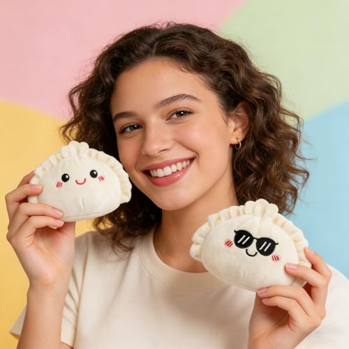 Image of Emotional Support Dumplings Plush Cute Stuff Gifts, 5 Tiny Squishy Dumplings with Carrying Basket, Best Friend Birthday Gifts for Him Friendship Bestie Adult (Dumpling)