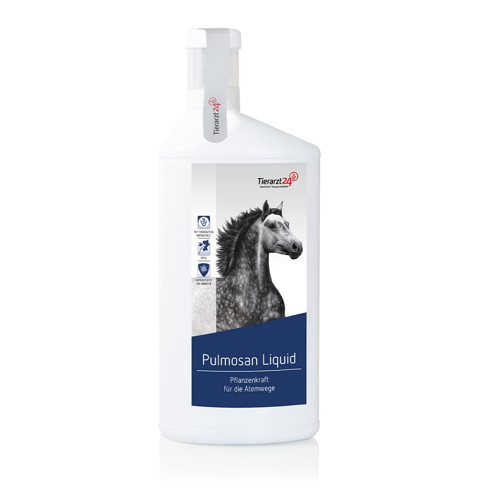 Tierarzt24 PULMOSAN Liquid unterstützt die Atemwege des Pferdes mit natürlicher Pflanzenkraft - Mit reinen ätherischen Kräuterölen - 1 Liter