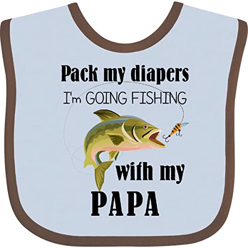 inktastic Pack My Diapers I Am Going Fishing with Papa Baby Bib Blue and Chocolate 425aa