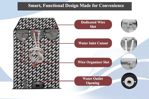 Image of The Furnishing Tree PVC Washing Machine Cover Fully Automatic Suitable for Whirlpool 7.5 kg Top Load 360 Degree Bloomwash Pro 7.5 Black Color