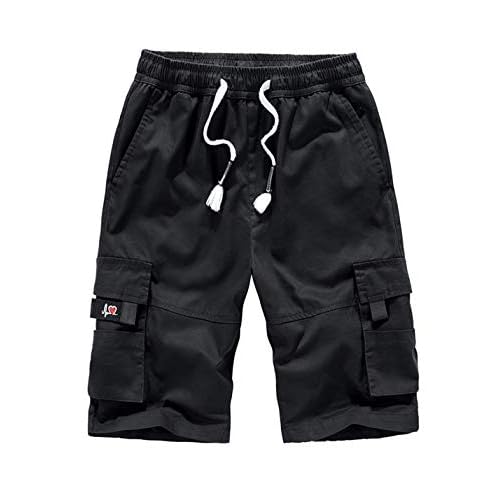 APTRO Men’s Cargo Shorts Relaxed Fit Multi-Pockets Elastic Waist Cotton Shorts Outdoor Casual Cargo Shorts