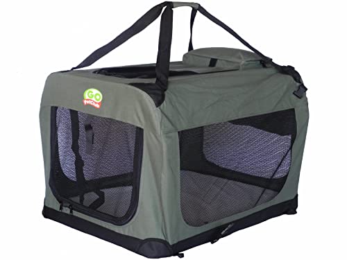 Go Pet Club 32' Soft Collapsible Dog Crate for Dogs, Portable Pet Carrier, Thick Padded Pet Travel Crate for Indoor & Outdoor, Soft Sided Pet Foldable Kennel Cage with Durable Mesh Windows, Sage Green