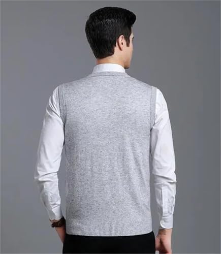 Men's Wool Pullover Vest Business Casual Knitted V-Neck Sleeveless Solid Color Outwear Tops4