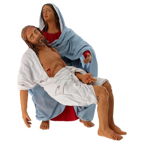 Holyart Pietà for terracotta Neapolitan Easter Creche of 30 cm, set of 2