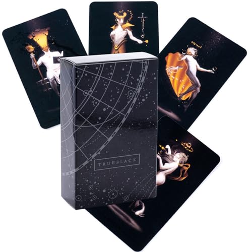 Yedaoiu 12X7cm Tarot True Black Tarot, capable of predicting the future. 78 classic Tarot cards, copperplate material with instructions, suitable for beginners and family gatherings.