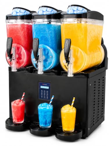Image of Commercial Frozen Drink Maker 12Gal /45L, Three Tank Slushie Machine Maker 1200W, 2 Mods 180 Cups Stainless Steel Margarita Smoothie Cocktail Maker for Restaurants, Bars, Cafes, Food Truck, Auto Clean