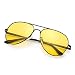 Classic Pilot Night Vision HD Glasses with Polarized Yellow Lens Metal Frame for Men Women Driving Shooting Fishing Sunglasses (Night vision glasses/Black)