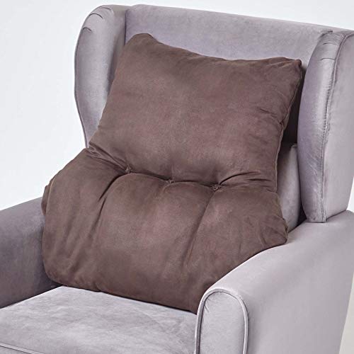Homescapes Sessel-Rückenkissen braun 68x58 cm, Lendenkissen Sofa, 15 cm Dickes Rückenstützkissen Bett mit Velours-Bezug