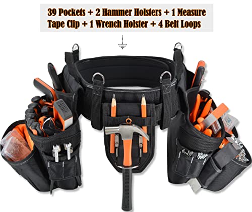 Image of WELKINLAND 39Pockets Tool belts for Men with Suspenders, Roof Tool Belt