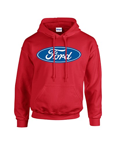 Ford Oval Hooded Sweatshirt Ford Logo Design Hoodie Motor Company Car Enthusiast Pullover Hood Classic Retro-Red-Small