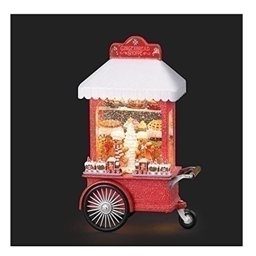 Roman Lighted Swirl Cart Gingerbread Snow Globe, 10.7-inch Height, Christmas Decoration