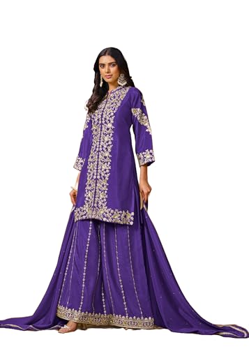 Costume Sharara 11731 en soie brodée : l'élégance indienne traditionnelle