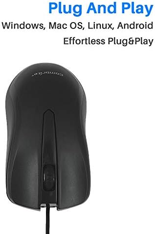 Combrite M40 USB Wired Optical Mouse With Comfort Rubber Scroll Wheel & Red LED For PC And Laptops, Windows, Mac OS, Linux Plug And Play - Black (M40)