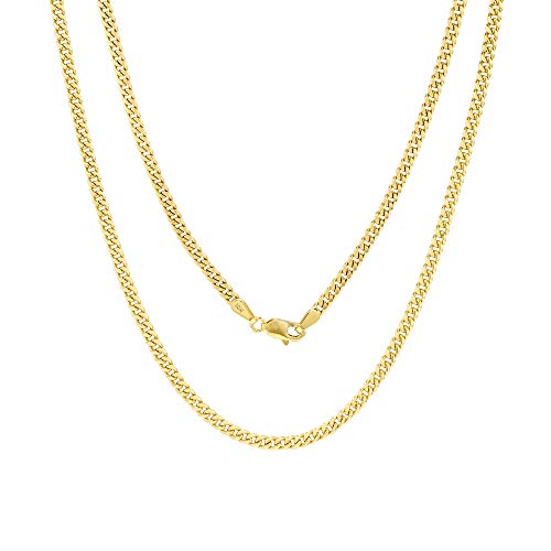 Nuragold 10k Yellow Gold 3.5mm Miami Cuban Link Chain Pendant Necklace, Mens Womens Jewelry 16" 18" 20" 22" 24" 26" 28" 30"