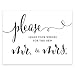 Andaz Press Wedding Party Signs, Formal Black and White, 8.5-inch x 11-inch, Please Leave Your Wishes for the New Mr. & Mrs., 1-Pack