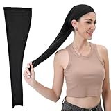 Boyiexin Upgrade 28 Inch Long Hair Weave Sleeve for Locs & Knotless Braids, Stretchy Wig Cap with Elastic Band, Breathable Mesh Hairnet for Crochet Bun Dreadlocks (Black)